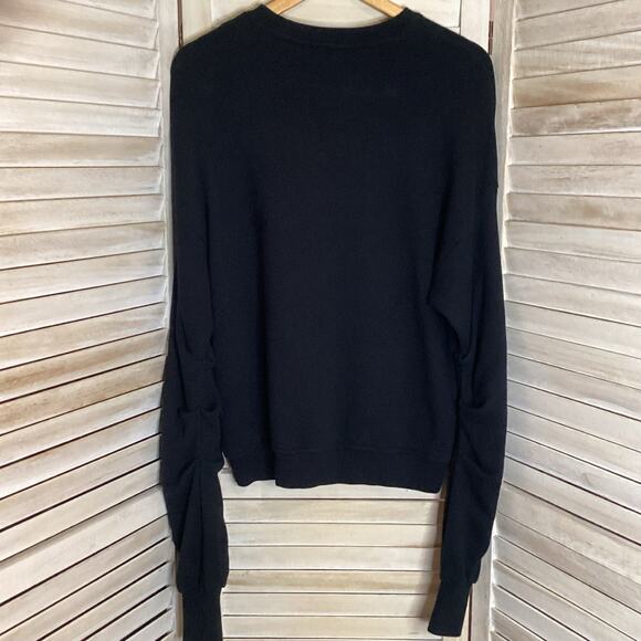 R13 Pleated Sleeve Drop Shoulder Japanese French Terry Black Sweatshirt S - Picture 9 of 12